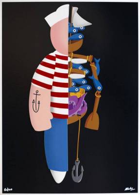 Melkio - Serigrafie - Il marinaio scomposto  - Fine Art Giclée Retouchè  TIRATURA: 100 - cm 68,5x48 - Galleria Casa d'Arte - Bra (CN)