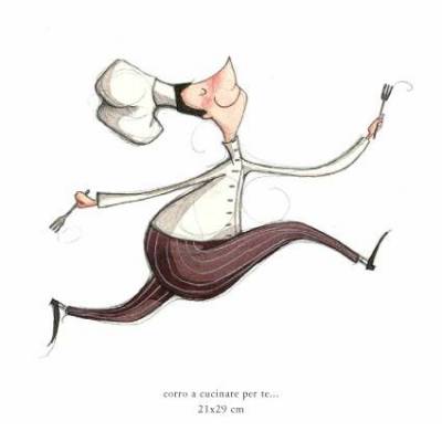 Federica Porro - Serigrafie - corro a cucinare per te - Fine art gicleè tiratura limitata  retouchè  - cm 29x21 - Galleria Casa d'Arte - Bra (CN)