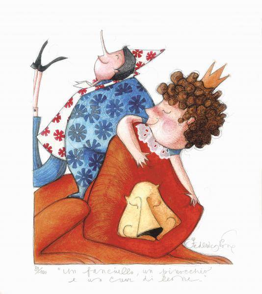 Un fanciullo, un pinocchio e un cuor di leone